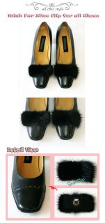  mink fur quantity 1 pair only shoe clip not shoes color black size 9