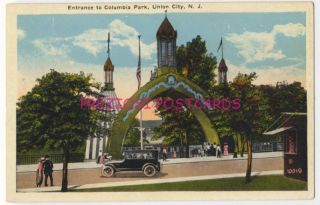 Union City NJ Entrance to Columbia Park ca1920s Postcard