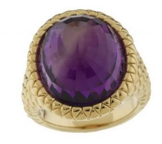 11.00 ct Domed Faceted Gemstone Ring 14K Gold —