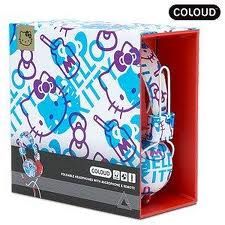 with coloud hello kitty graphic premium headphones in blue white