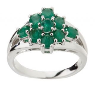 30 ct tw Zambian Emerald Cluster Sterling Ring —