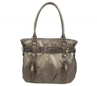 KathyVanZeeland Double Belted Tote w/Zipper Pockets and Charms
