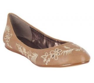 As Is B. Makowsky Leather or Suede Embroider Ballerina Flats   A230213