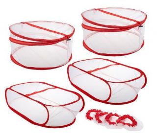 Set of 4 Collapsible Mesh Food Covers with 4 Cup Covers —