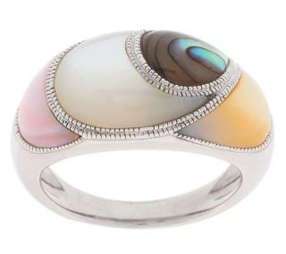 Colors of Mother of Pearl Sterling Domed Band Ring —