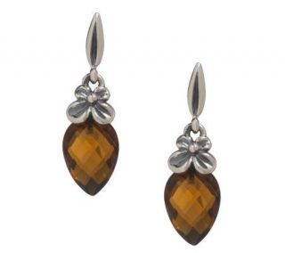 Ann King Sterling Orchid 9.50 cttw Tear Drop Cognac Quartz Earrings 