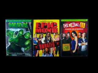 Lot of 6 Comedy DVDs Clerks II Epic Movie Failure to Launch Hulk Etc