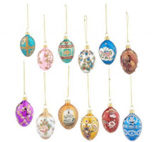 Joan Rivers Set of 12 Mini Russian Inspired Egg Ornaments —