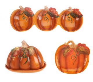 Choice of Glazed Ceramic Pumpkin Serving Pieces by Valerie