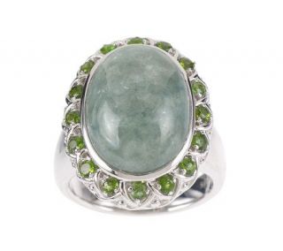 Sterling Russian Jade & 0.50 ct tw Chrome Diopside Ring —