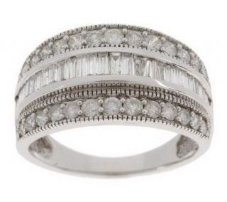 AffinityDiamond 1.00 ct tw Round &Baguette Band Ring, 14K Gold