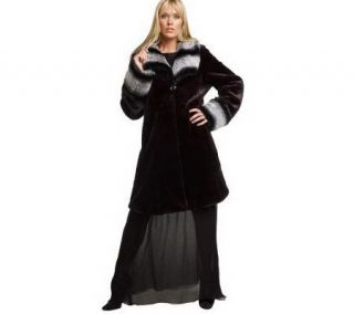 Luxe Rachel Zoe 3/4 Length Faux Fur Coat with Shawl Collar   A209422