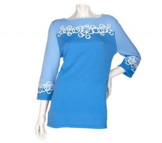 Bob Mackies Magical Ring Embroidered Colorblock Sweater —
