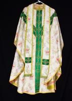 White Cope Humeral Veil Chasuble 5pc Set Catholic Priest Vestments