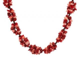 Colors of Coral Cluster Design Beaded 18 Necklace w/ Sterling Clasp 