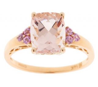 00 ct tw Cushion Cut Morganite and Pink Sapphire Ring, 14K — 