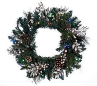 BethlehemLights BatteryOperated 24 Shimmering Elegance Wreath w/ LEDs 