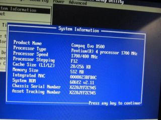 Compaq Evo D5M Tower Desktop PC Intel Pentium 4 1.7GHz 512MB 40GB