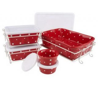 Temp tations Polka Dot 7 pc. Oven to Table Set with 2 Dipping Dishes 