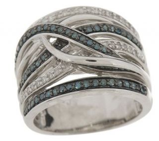 AffinityDiamond 1/2 ct tw Blue & White Multi Row Sterling Ring