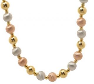 Veronese 18K Clad 20 Tri color Polished &Satin Bead Necklace