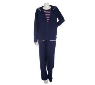 Sport Savvy Stretch French Terry Jacket, Striped T shirt & Pants