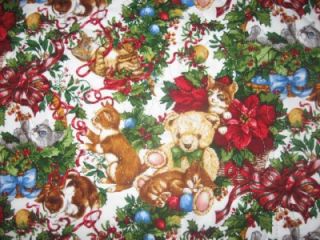 Handmade Quilted Table Runner Cats Kittens Christmas Berries Holly