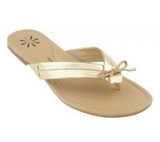 Isaac Mizrahi Live! Leather Thong Sandals with Bow —