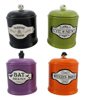 set of 4 halloween themed canisters cookie jars