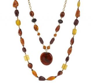 Set of 2 Colors of the Season Venetian Style Glass Necklaces