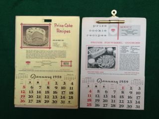 1958 1959 Calendar Cooking Club Tasted Recipes