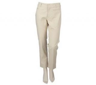 Motto Fly Front Washed Stretch Cotton Ankle Pants —