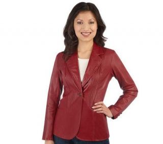 Denim & Co. One Button Leather Jacket with Pintuck Detail   A216668