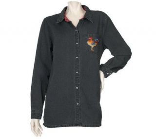 Quacker Factory Special Edition French Country Rooster Denim Shirt
