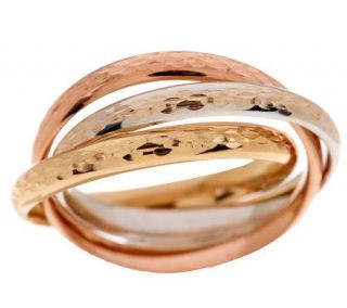 Diamond Cut Tri color Silk Fit Rolling Style Ring, 14K Gold — 