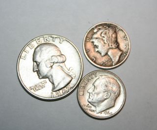 45 Face Value Junk US 90 Silver Coins $ 10 $ 25