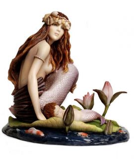  Art Dream Keeper Statue Figurine Mermaid Fantasy and Baby Boy Merman