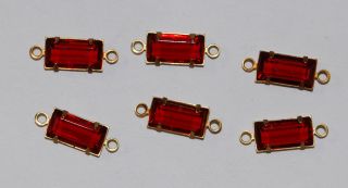 Vintage Ruby Red Glass Connectors Antique Bead Finding 4 by 8mm