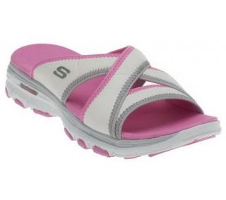 Skechers Criss Cross Strap Slide Sandals —