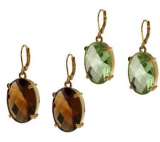 Joan Rivers Set of 2 Jeweled Oval Drop Earrings —