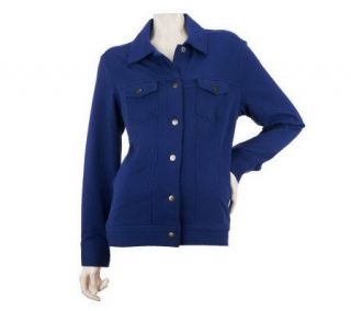 Susan Graver French Terry Jacket with Snap Front Detail —