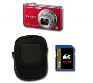 Panasonic DMCFH20 14.1MP w/ 8X Optical Zoom Camera Kit   Red