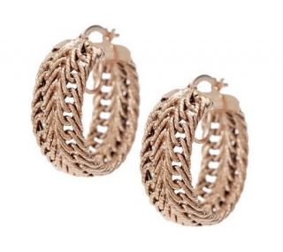 Bold Intricate Textured Woven Hoop Earrings 14K Gold —