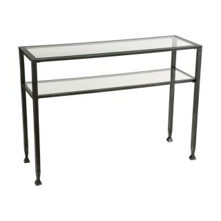 JST37578 Black Metal Glass Console Sofa Table