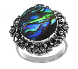 Artisan Crafted Sterling Abalone Scroll Design Ring   J267929