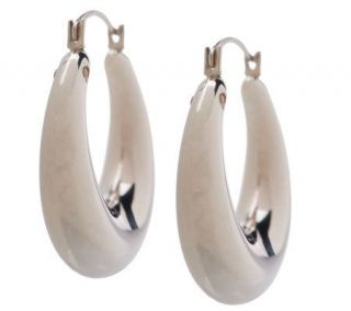 Bold High Polished Graduated Hoop Earrings 14K White Gold —