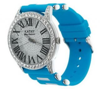 KathyVanZeeland Strap Watch w/ Crystal Bezel & Dial —
