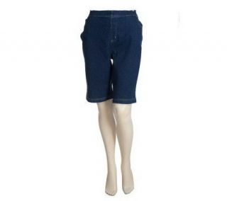 Denim & Co. Classic Waist Stretch Flat Front Shorts —