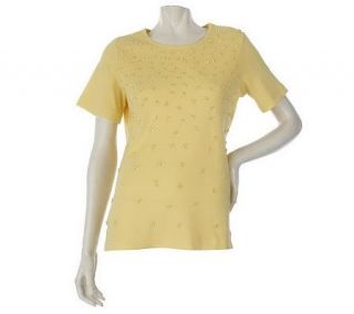 Quacker Factory Pearly Spray Short Sleeve T shirt —