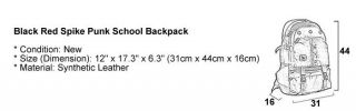  Spike Punk School Backpack Man Women Kid Spiky College Tablet Bag Pink